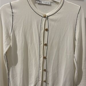 Zara Ivory Cardigan with Metallic Buttons